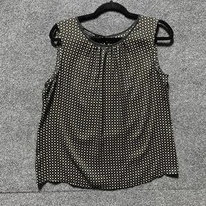 Jones New York Blouse Womens Petite 8P Sleeveless Polka Dot Top Office Career
